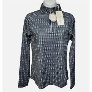 Lady Hagen UV L/S 1/4 Zip, Navy Club Geo Print, S/M NWT